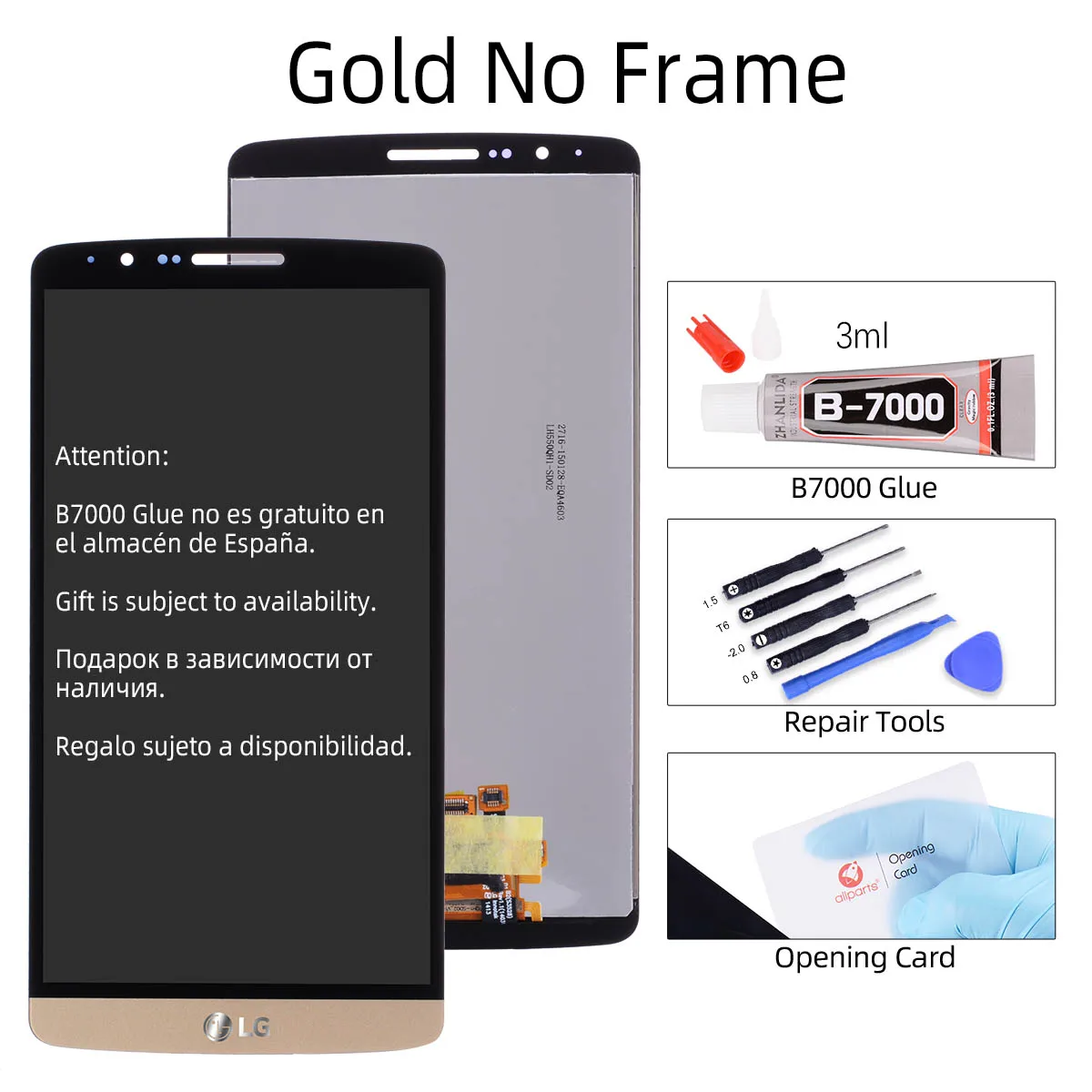 Дисплей для LG G3 LCD D850 D851 D855 в сборе с тачскрином на рамке черный белый золотой - Цвет: Golden No Frame