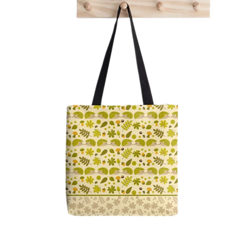 

Женская холщовая сумка-шоппер с рисунком ежей