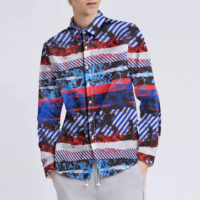 2019 3D Print Shirt Men Camisa Masculina Long Sleeve Four Slim Fit Casual Shirts Atumn Winter Brand New Mens Club Social |
