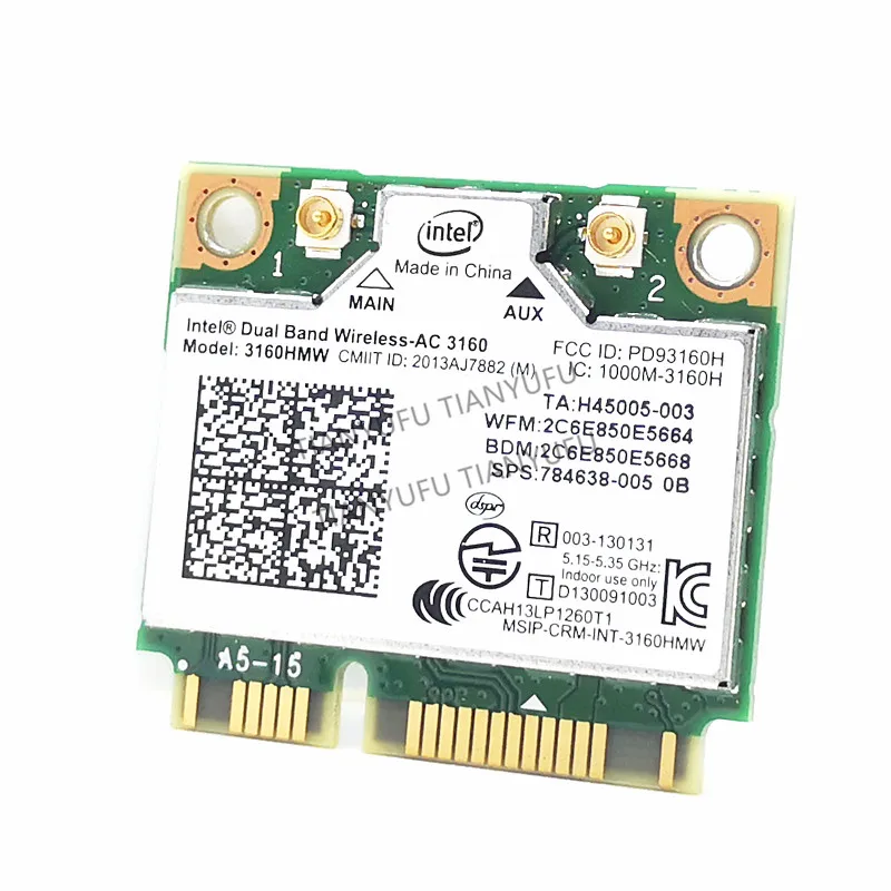 Mini PCI e Wi Fi Беспроводной bluetooth карта для ноутбука Dual Band 2 4 ГГц 5 Intel 3160 3160HMW 802.11ac AC +