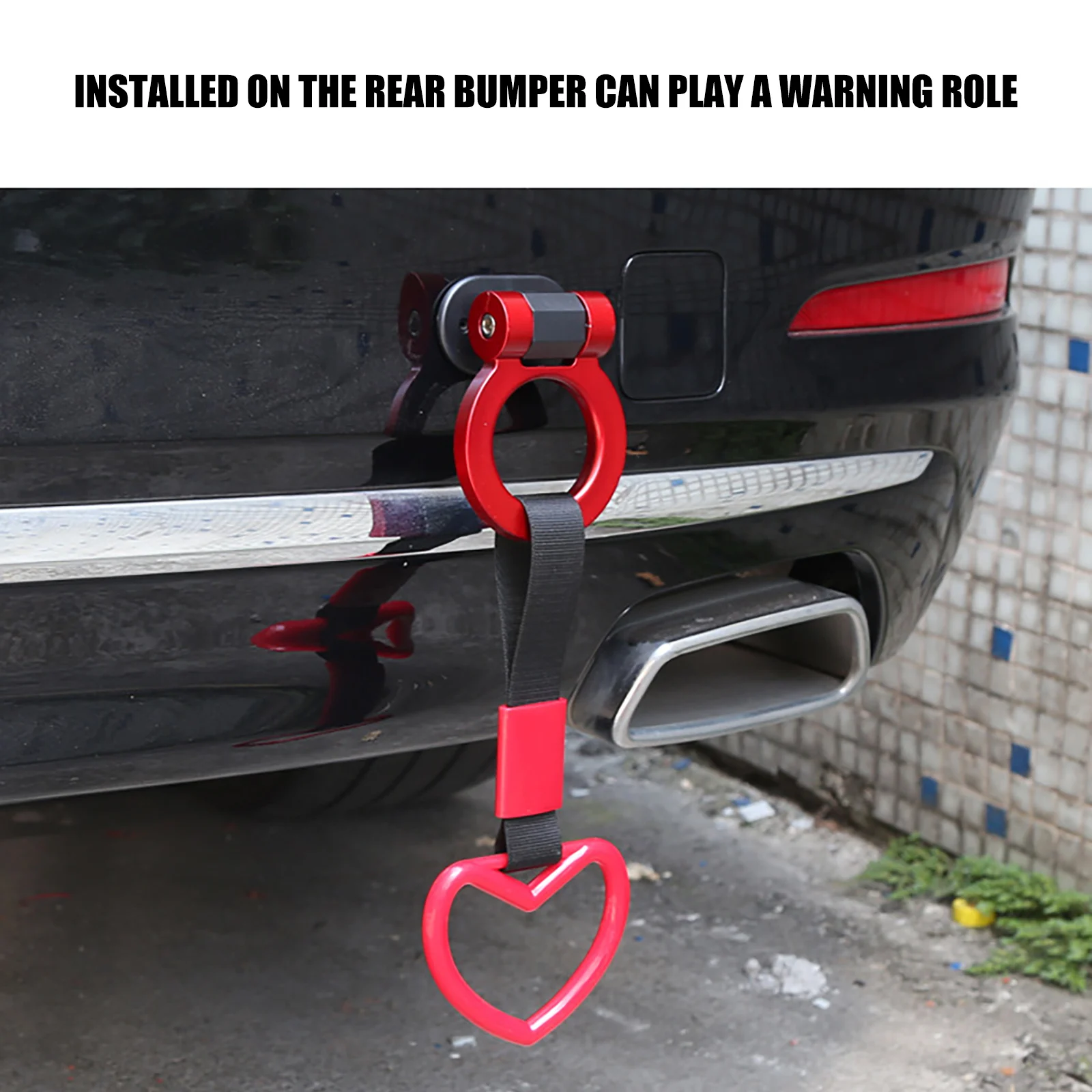 

Car Warning Ring Love Hanging Ring Car Rear Bumper Warning Ring In-car Pull Loop Decorative Charm Strap Drift Auto Accessories