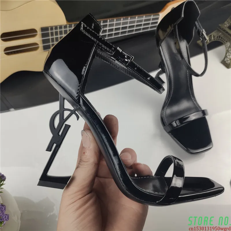 

Размера плюс 42 роскошная дизайнерская женская обувь Ремешок на щиколотке с буквенным принтом; Туфли-лодочки на высоком каблуке; Открытый но...