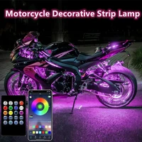 rgb app led smart brake lights motorcycle car atmosphere light with wireless remote control moto decorative strip lamp kit