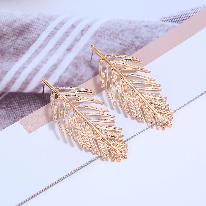 

2019 корейский стиль листьев Висячие серьги для женщин винтажные золотые серебряные серьги с подвесками из сплава модные ювелирные аксессуары свадебные подарки
