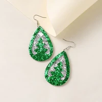 double layer glitter leather cutout christmas tree earrings for women christmas statement earrings gifts present free shipping