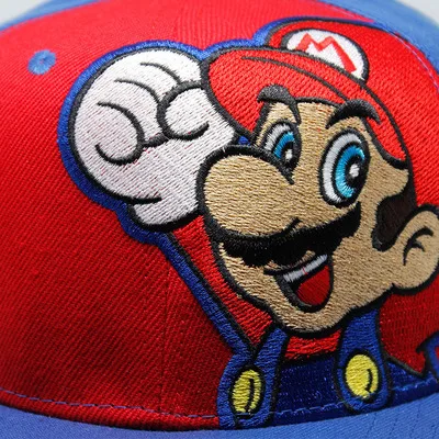 

Mario Bros Fashion Birthday Party Baby Show Cap Mario Embroidery Cartoon Sun Hats Flat Snapback Caps Supplies Gift Favor