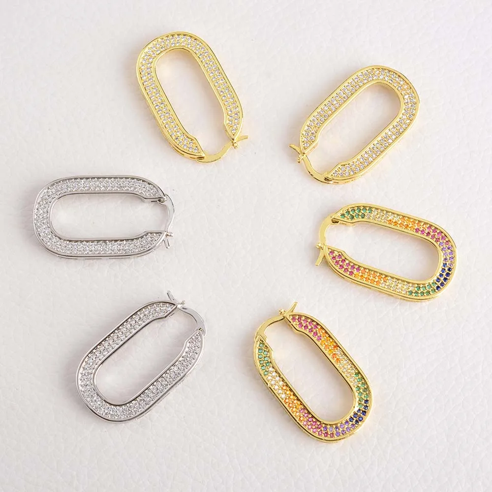 

2 Pairs ,Latest Fashion Earrings Top Quality Jewelry Clear CZ Oaval Earrings For Women Girls