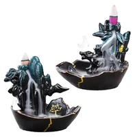 simulated waterfall backflowing incense burner with 60pcs incense desktop decorative cone incense holder for meditation yoga