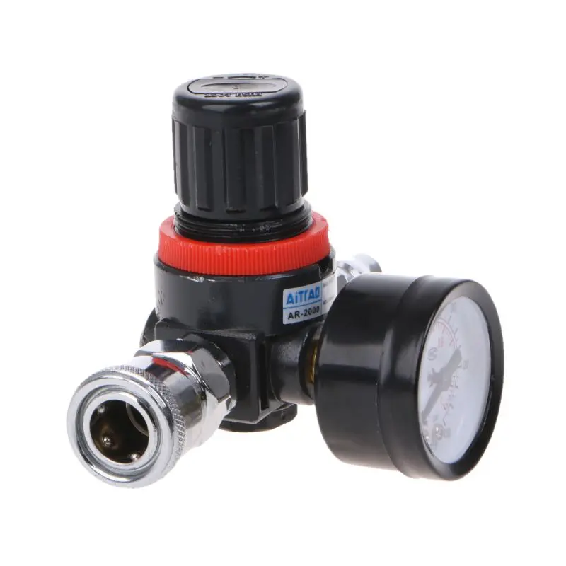 1/4&quot HVLP Spray Gun Air Adjusting Valve Regulator Pressure Gauge Diaphragm Control Auto Paint |