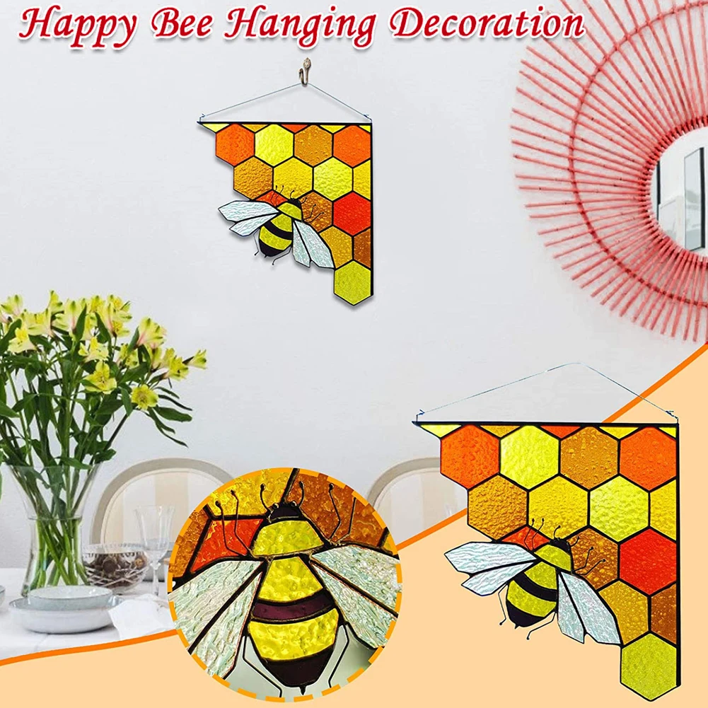 

Bee Day Door Sign Hanging Ornament Front Door Welcome Decoration With Honeycomb Pattern For Home Wall Garden Farmhouse Festival