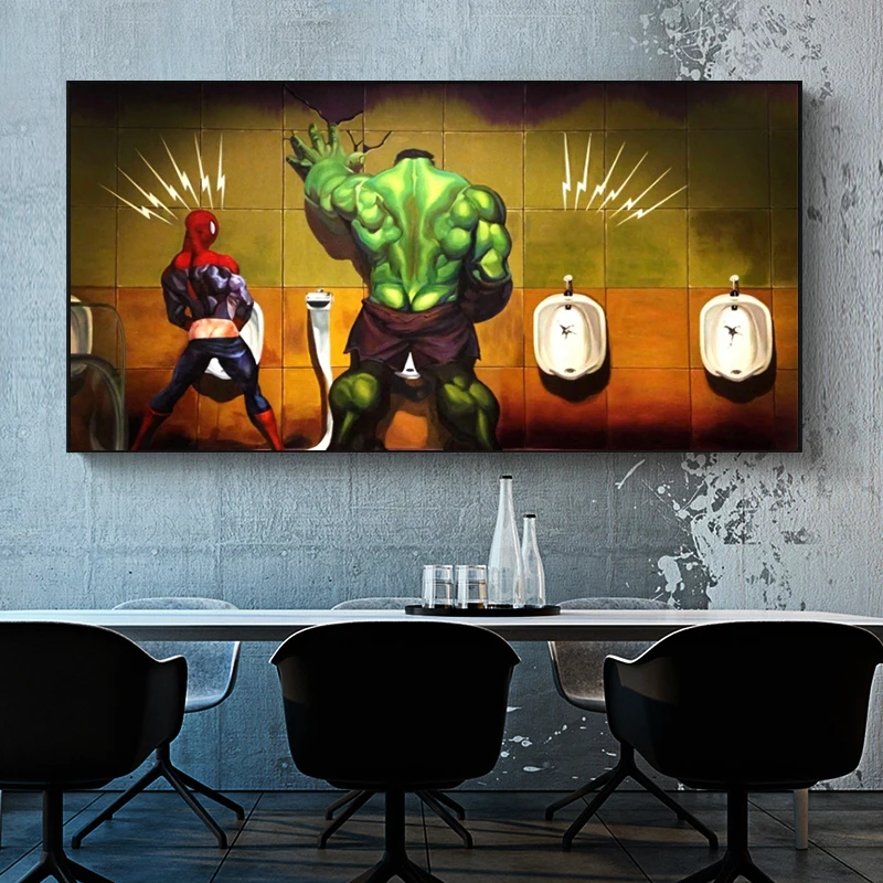 Забавная Картина на холсте супергероев Марвел Человек паук Халк киногерой