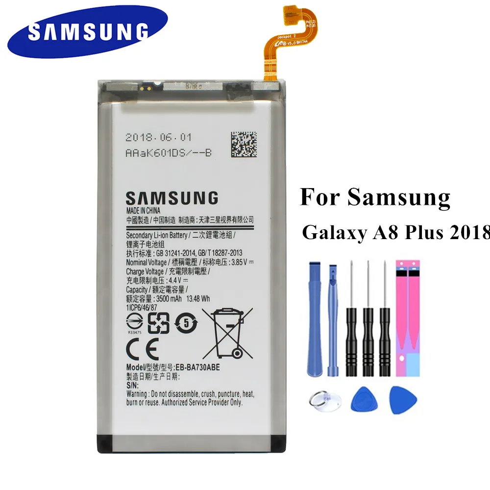 100% Оригинальный аккумулятор для Samsung Galaxy A8 Plus 2018 + EB BA730ABE A730F A730DS 3500 мАч Бесплатные