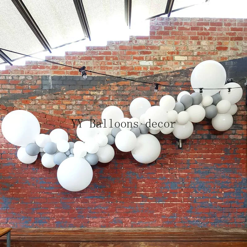 76 шт круглый шар из фольги 1 Арка серый белый латексный День рождения Свадьба