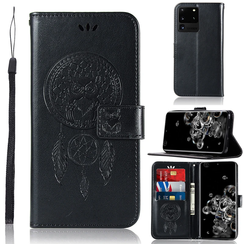 Чехол для телефона Samaung Galaxy S20 Ультра чехол Сова Флип кожаный бумажник Samsung S 20