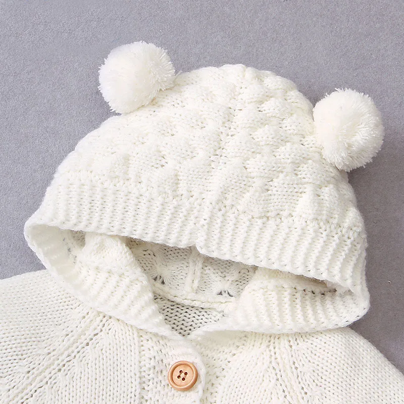 Детские вязаные комбинезоны с мультяшным медведем Осенние для новорожденных