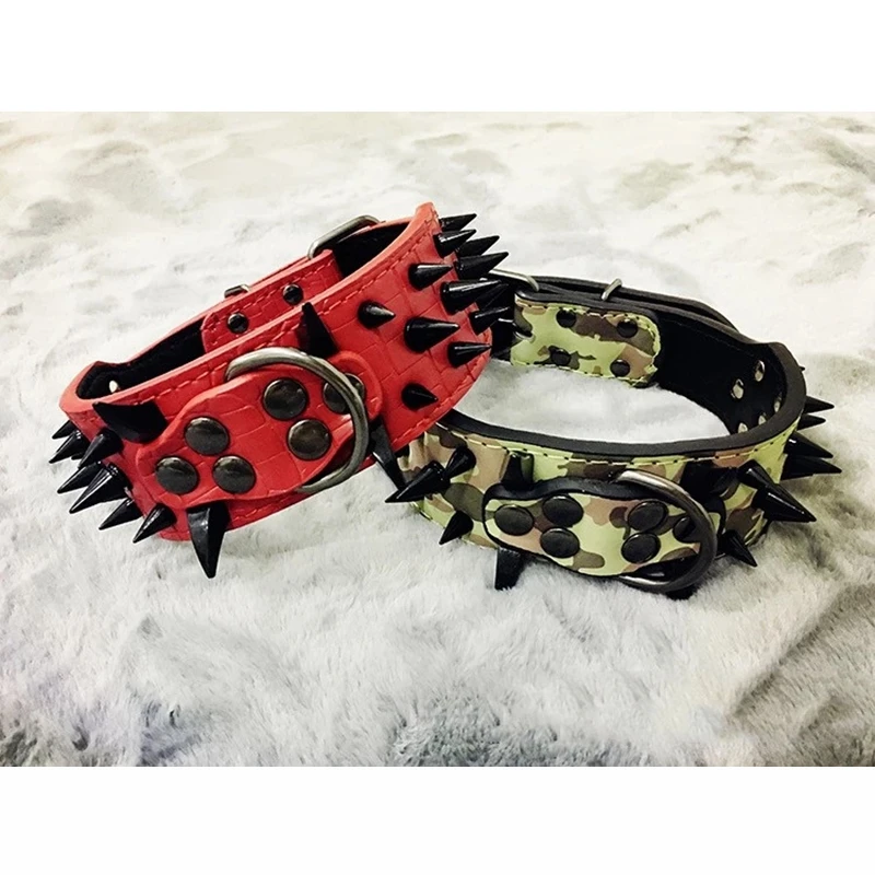 Прочный заклёпный ошейник для собак с острым шипами кожаный поводок щенков