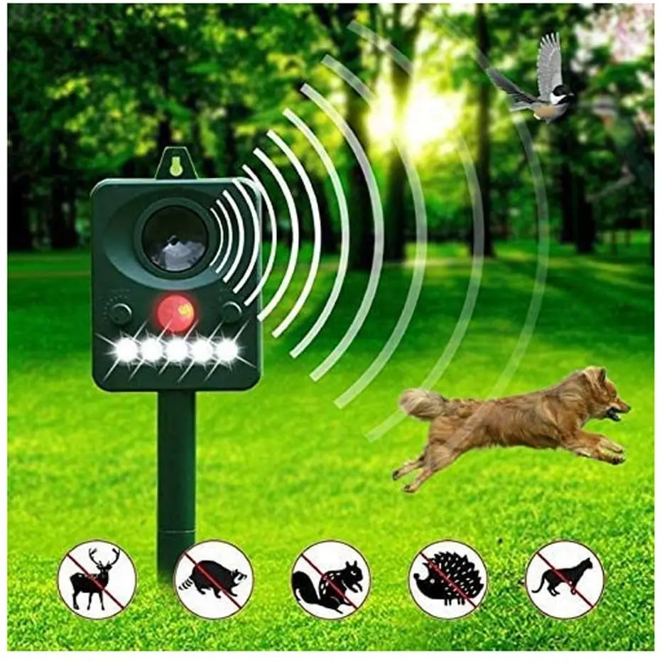 

Solar Animal repeller infrared light Ultrasonic Animal and Pest Repeller outdoor waterproof bird repeller mouse repellent 2pcs