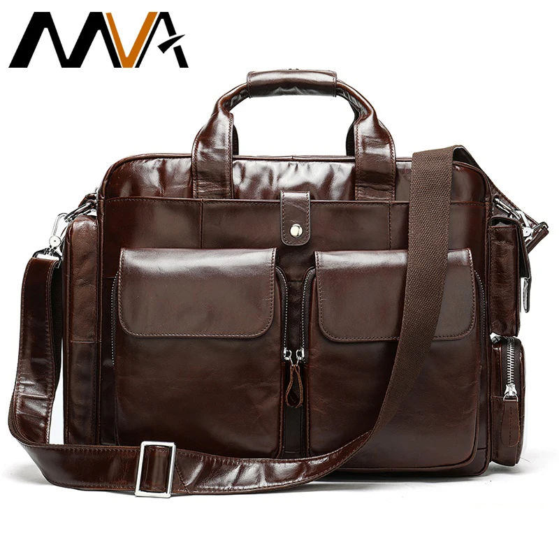 Портфель MVA мужской из натуральной кожи сумка для ноутбука Офисная Сумочка