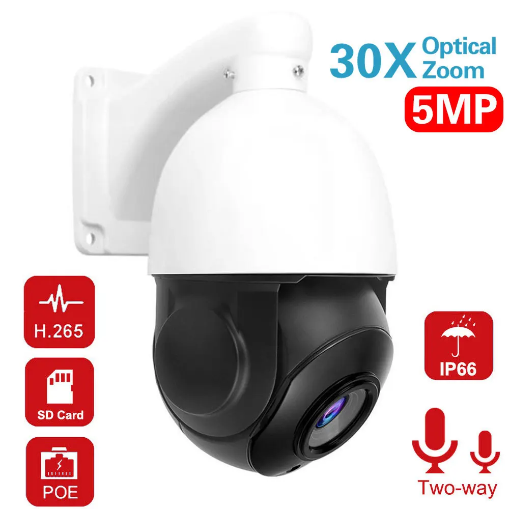 

Support Hikvision Protocl PTZ IP Camera POE 5MP Pan/Tilt 30x Zoom Speed Dome Cameras H265 Compatible With 48V POE ONVIF NVR Kits