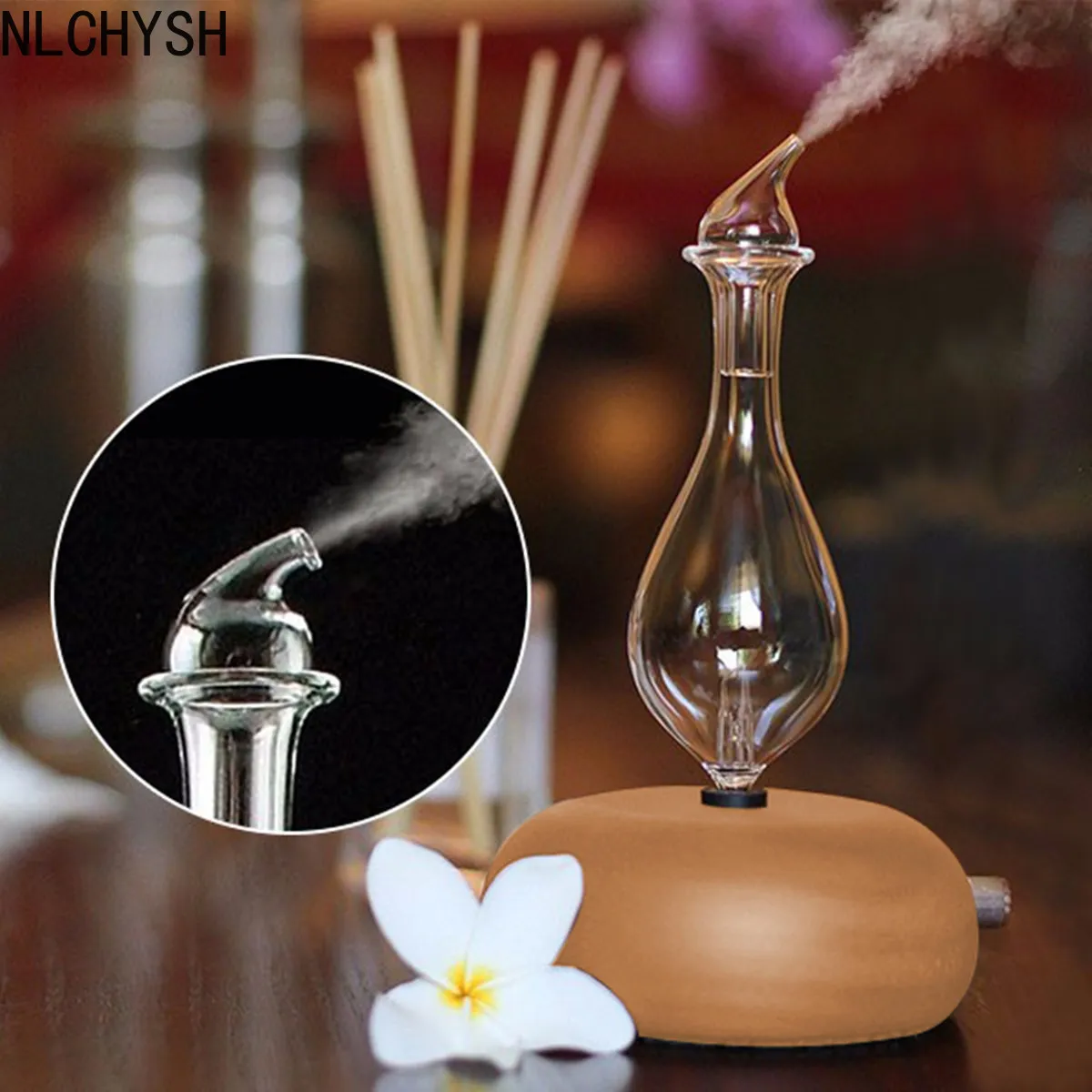 

Wooden Glass Aromatherapy Pure Essential Oils Diffuser Air Nebulizer Humidifier Household Humidifier Air Conditioning Appliance