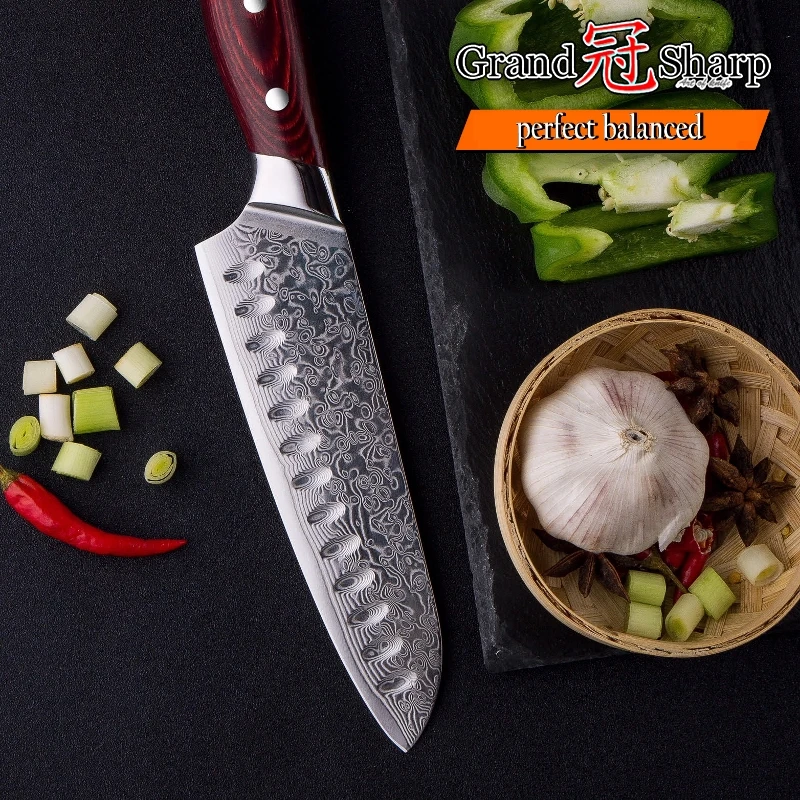 GRANDSHARP дамасский нож шеф повара японский vg10 Santoku кухонные ножи 67 слойный