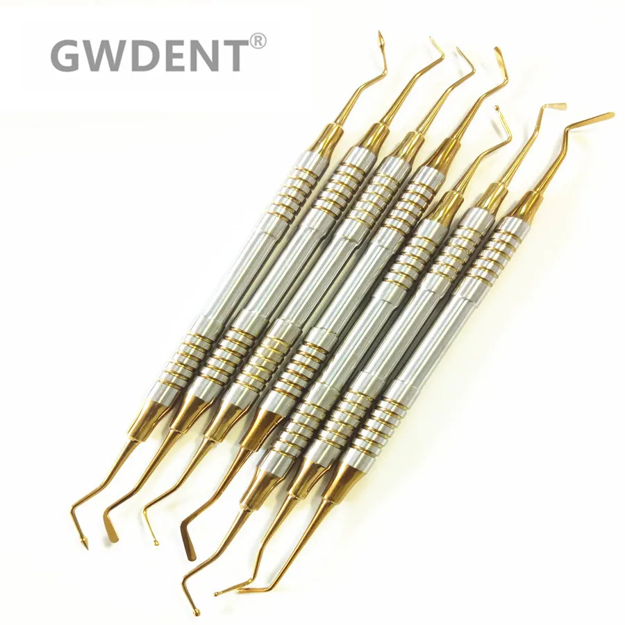 7 шт. зубная композитная Смола Заполнения шпатель Титан покрытием головы смолы