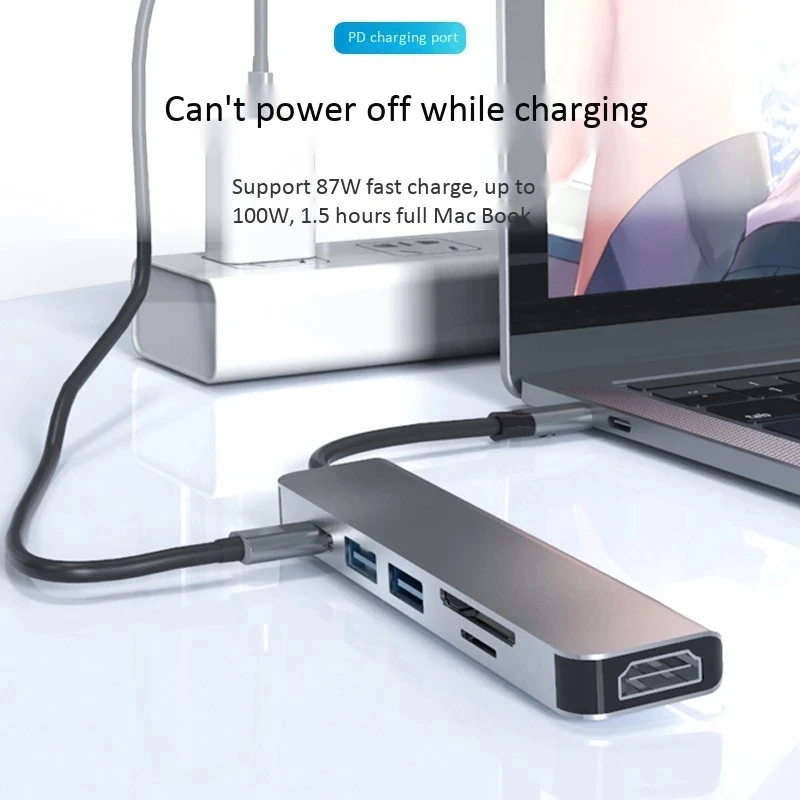 Док-станция USB Type-C/HDTV 6 в 1 4K со слотом для чтения карт памяти 3 0 TF SD PD MacBook Pro/Air/Huawei Mate