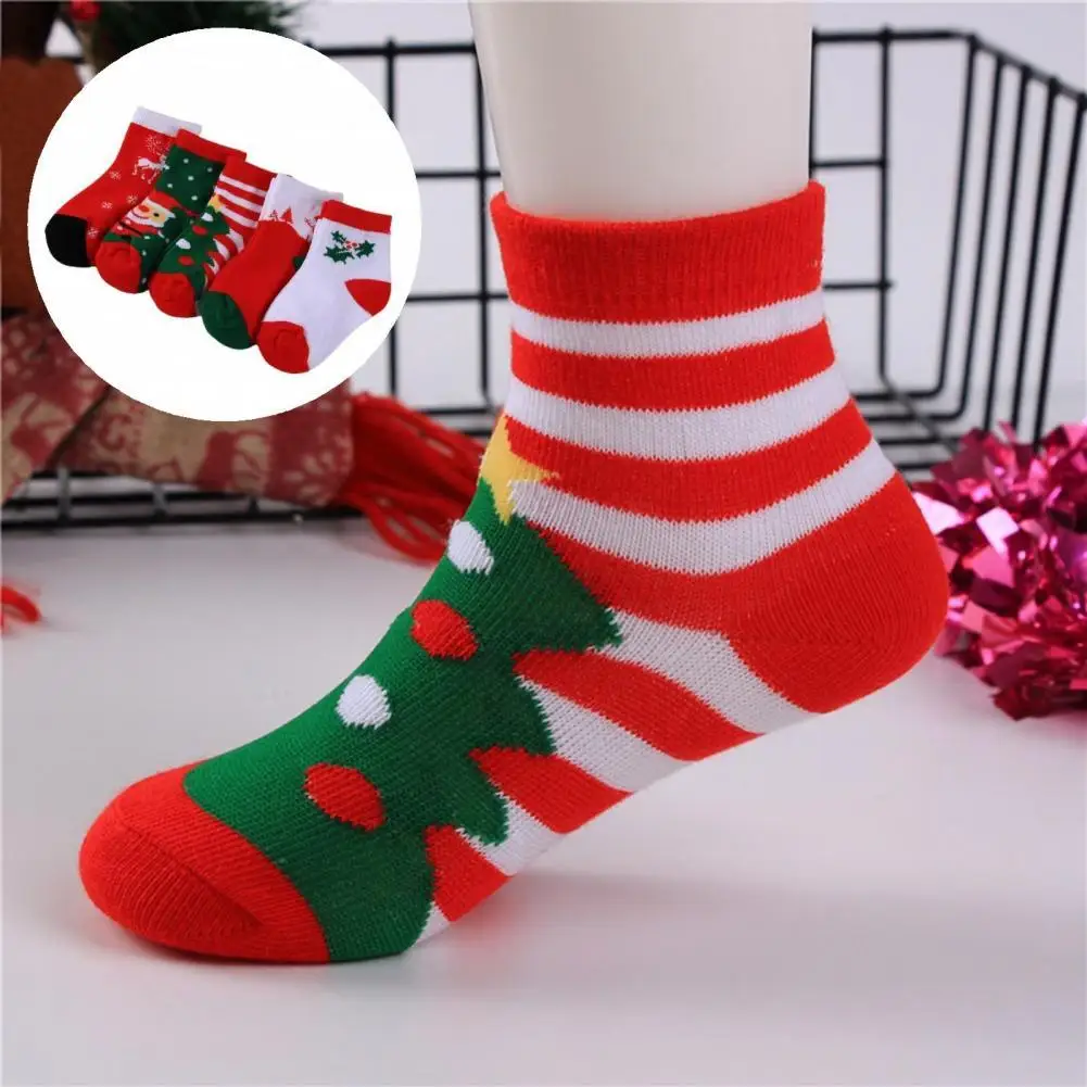 

Носки детские дышащие с рисунком снеговика, 5 пар