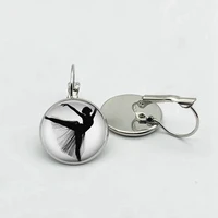 dance ballet girl silver bronze earrings glass pendant earrings fashion ladies girls jewelry exquisite gifts