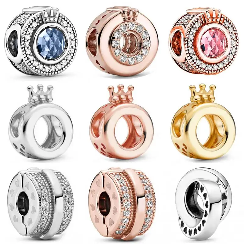 

Модные сверкающие блестящие сердечки, блестящие линии, логотип и корона, о-образный зажим с кристаллами, подвеска, браслет, DIY ювелирные изде...