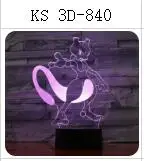 3D-840 Покемон умбреон Mewtwo Gengar 3D 7 цветов лампа визуальный светодиодный ночник для детей сенсорный Usb стол Lampara детский спальный ночник - Испускаемый цвет: 3D-840
