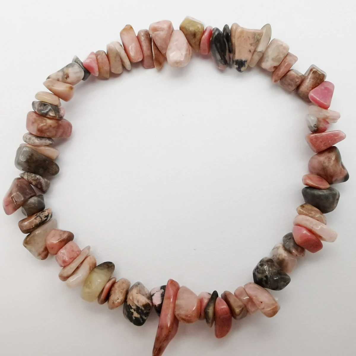 Счастливый чип бусины Родонит стрейч браслет 8 дюймов ювелирные изделия для