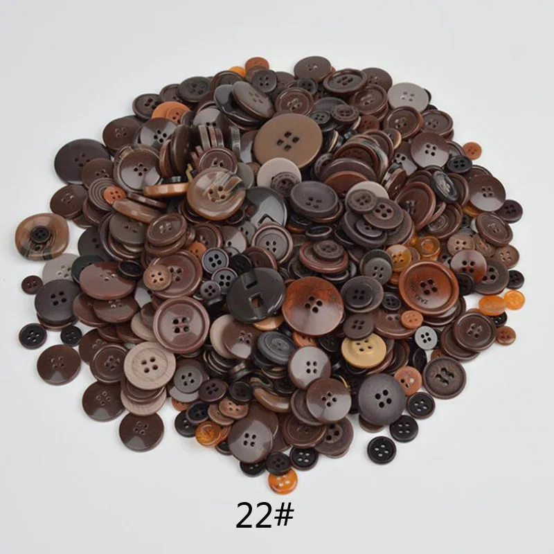 22 brown 600 шт./лот L/M/S Смешанная загрузка смолы кнопка швейные пуговицы ремесла для DIY скрапбукинга детская одежда пуговицы - Цвет: 22 brown