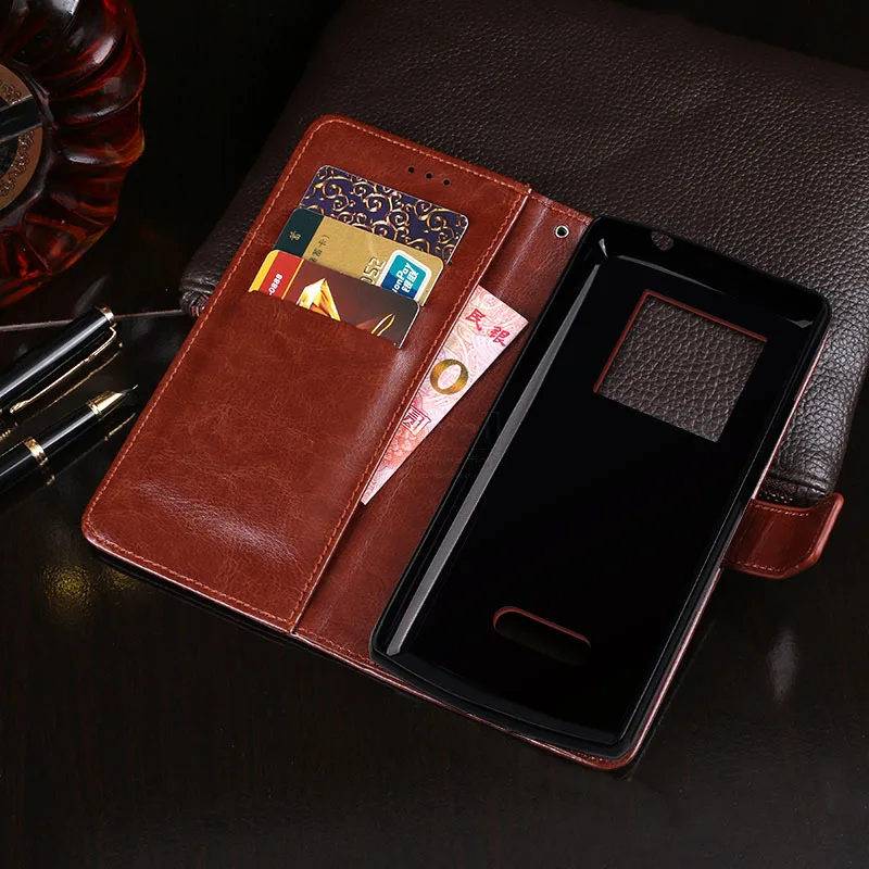 Роскошный винтажный флип чехол из искусственной кожи в деловом стиле для Oukitel K7