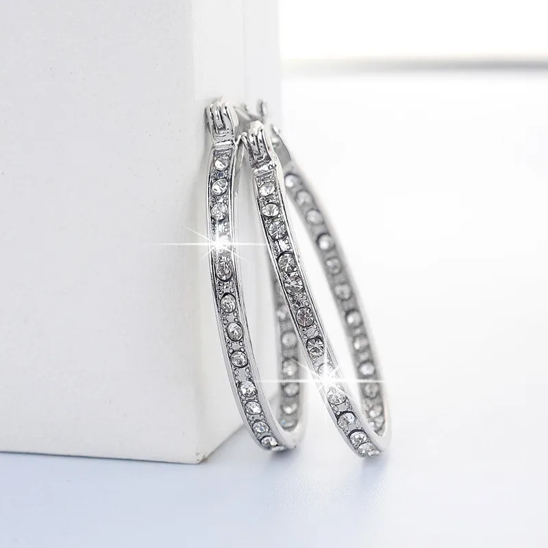 Роскошные женские большие круглые серьги кольца модные серебряные золотые