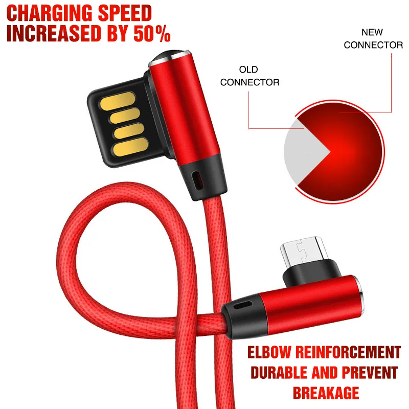 3а Быстрая зарядка Micro USB кабель 90 градусов строка данных для samsung S8 S9 Android Заряженная линия для Xiaomi huawei кабель мобильного телефона