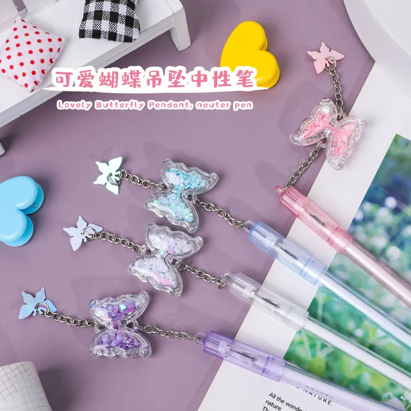 0 5 мм kawaii butterfly гелевая ручка с подвеской Новинка карамельных цветов для детей