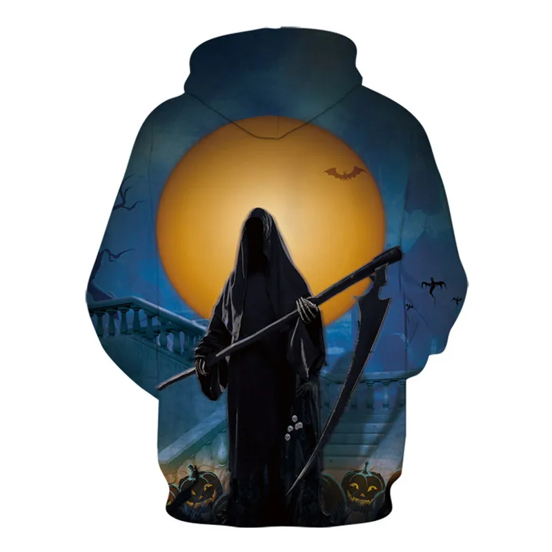 

3D Moon Ghost Print Hoodie Men Women 2019 Brand Halloween Hoodies Men Streetwear Casual Hoody Sweatshirt Men Sudaderas Hombre