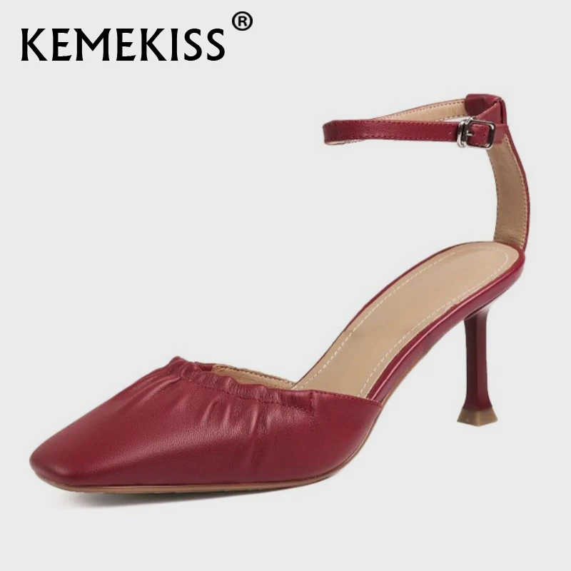 

KemeKiss/женские туфли-лодочки на высоком каблуке, сандалии из натуральной кожи Ремешок на щиколотке; Модные; Сезон лето; Модные туфли на плоско...