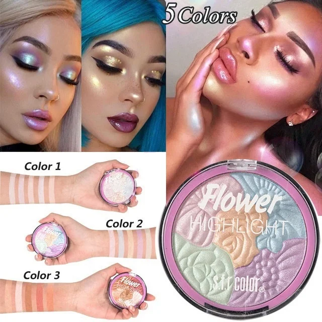 5 цветов палитра хайлайтеров для лица Шиммер блестящий макияж пудра полная