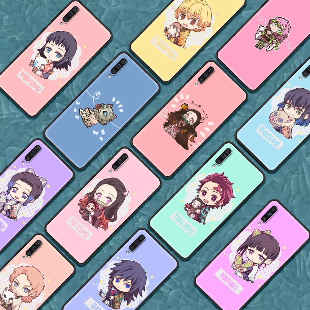 

Silicon Case for Samsung A90 A80 A70s A70 A60 A50s A50 A40 A30s A30 A20s A20e A20 Cover Black Shell Cute Characters Demon Slayer