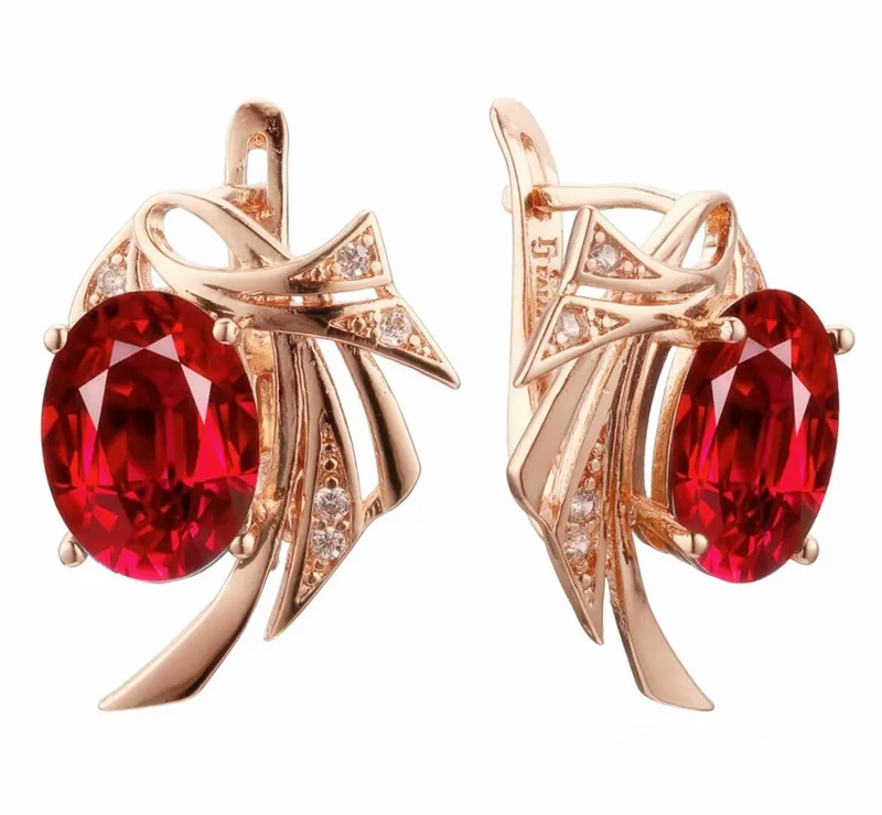 

EARRINGS LUXURY RED CUBIC ZIRCON EARRING 585 GOLD COLOR JEWELRY FASHION NEW DROP EARRING WEDDING GIFT925