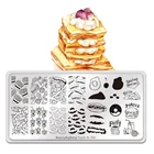 Красивые штамповочные пластины BigBang для ногтей, пищевая плитка, изображение пончика гамбургера, 12*6 см, трафарет из нержавеющей стали, шаблон для дизайна ногтей