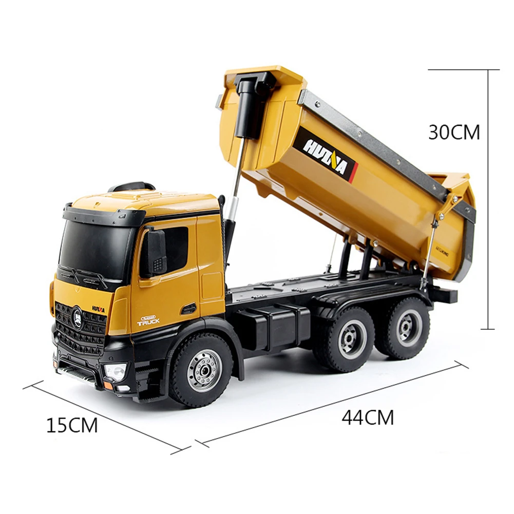 

Huina 1:14 RC Truck 10-CH Remote Dump Truck Toy Excavator Construction Vehicles Rechargeable Metal Auto Demonstration LED Light
