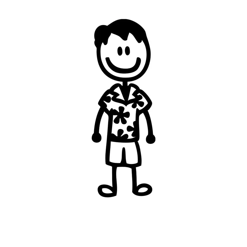 Наклейки для автомобиля в стиле моды с изображением гавайских стик-фигур, семейных мультяшных персонажей, мотоциклов, защитой от солнца и водонепроницаемым материалом из ПВХ размером 20 см * 15 см.