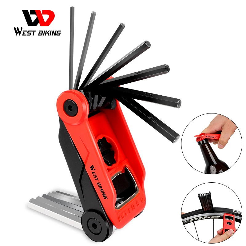 

WEST BIKING Bicycle Tools Kit Cycling Repair Hex Allen Wrench Bottle Opener Tire Lever Multitool Set MTB Road Bike Repair Tool