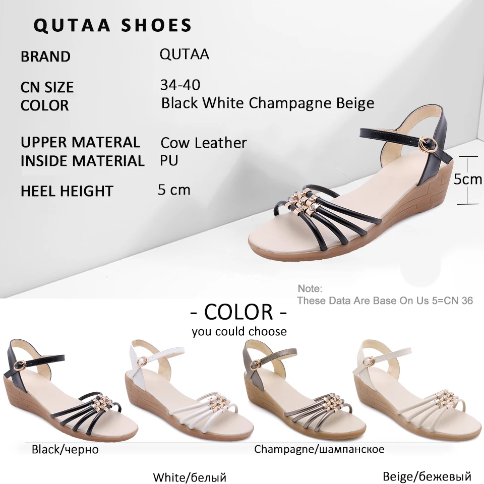 Женские босоножки на танкетке QUTAA черные повседневные противоскользящие