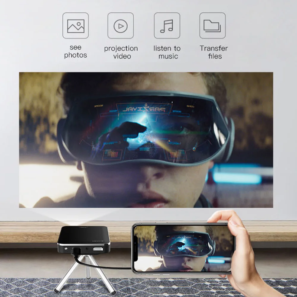 Карманный DLP проектор X3 Linux OS 1080P проводной подключение с телефоном android HDMI USB
