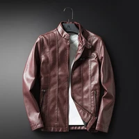 mens wear pu skin leather clothing jacket winter self cultivation type leather jacket trend wallet loose coat