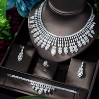 hibride new full aaa cubic zirconia big pendientes jewelry set for women bridal wedding accessories parure bijoux femme n 1151